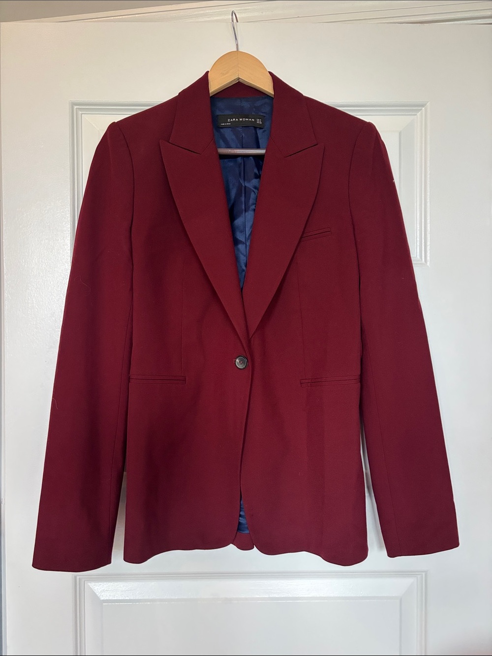 Zara Wine-Red Single-Button Blazer